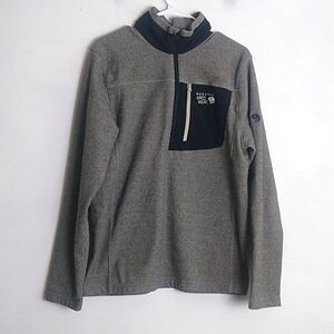 Mountain Hardwear Toasty Twill Mens Jacket 1/4 zip size Medium Gray Hiking